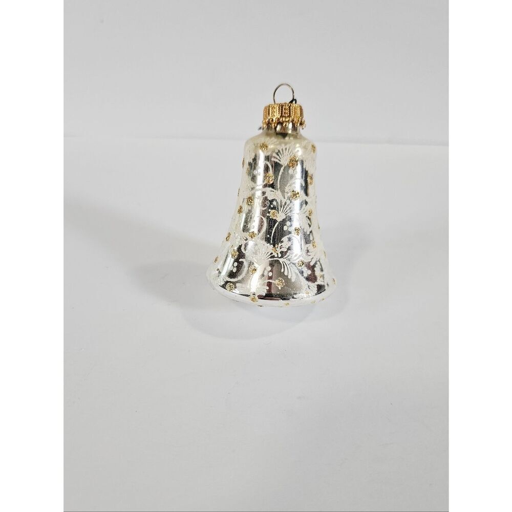 Vintage Krebs Mercury Hand Blown Ornate Glitter Glass Bell Christmas Ornament